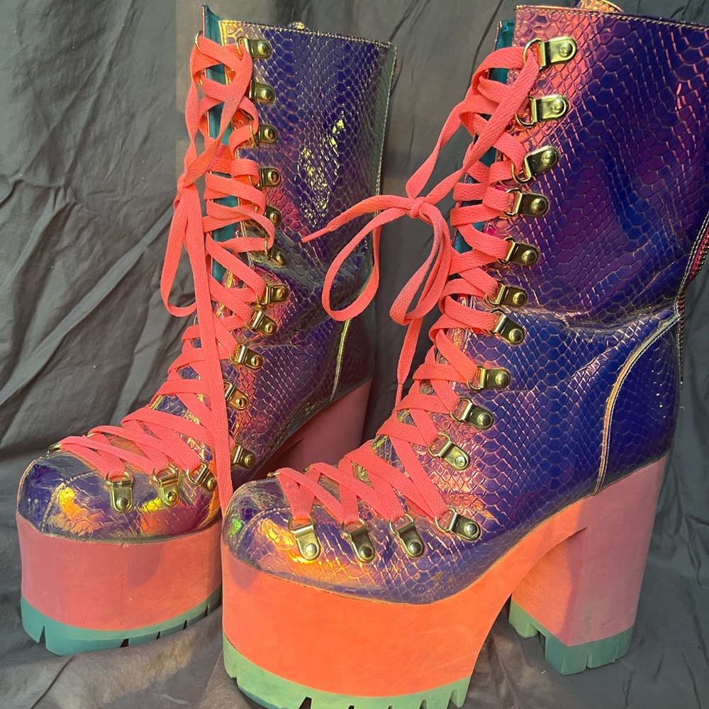 ClubExx Holographic Platform Boots in size 10M (women’s sizes)